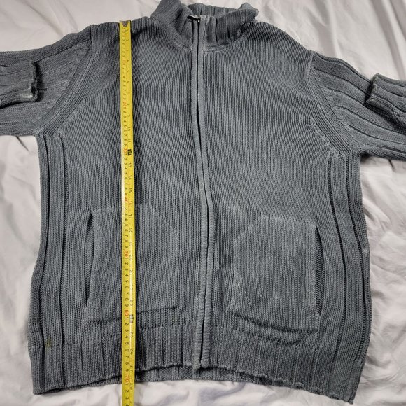 Tommy Bahama Jeans Mens XL Gray Cardigan Sweater Jacket Full Zip Heavyweight - Picture 11 of 12